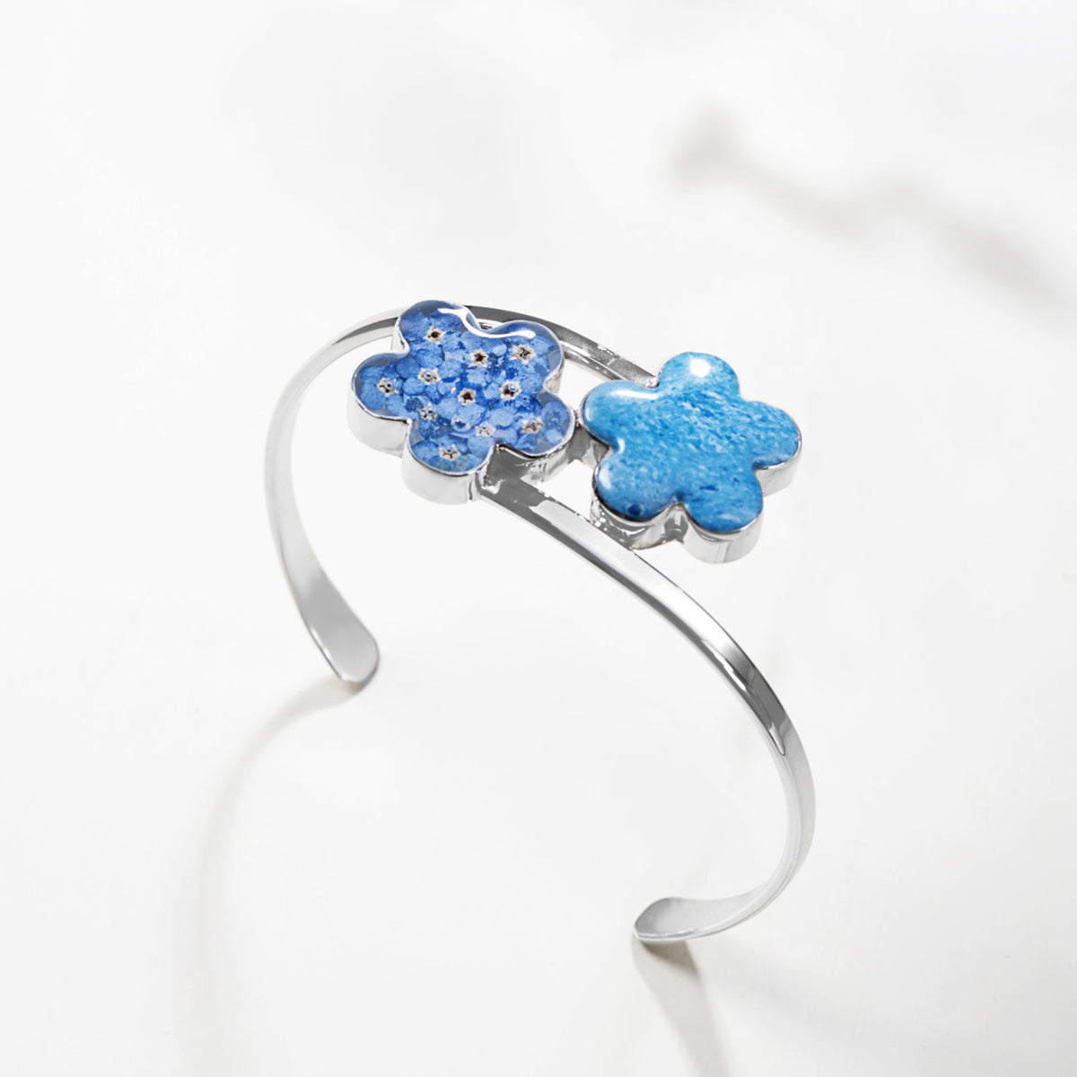 Tasha Blue Fabric Flower Cuff Bracelet Elegant and Refined Cuff Bracelet - Etsy main image 3