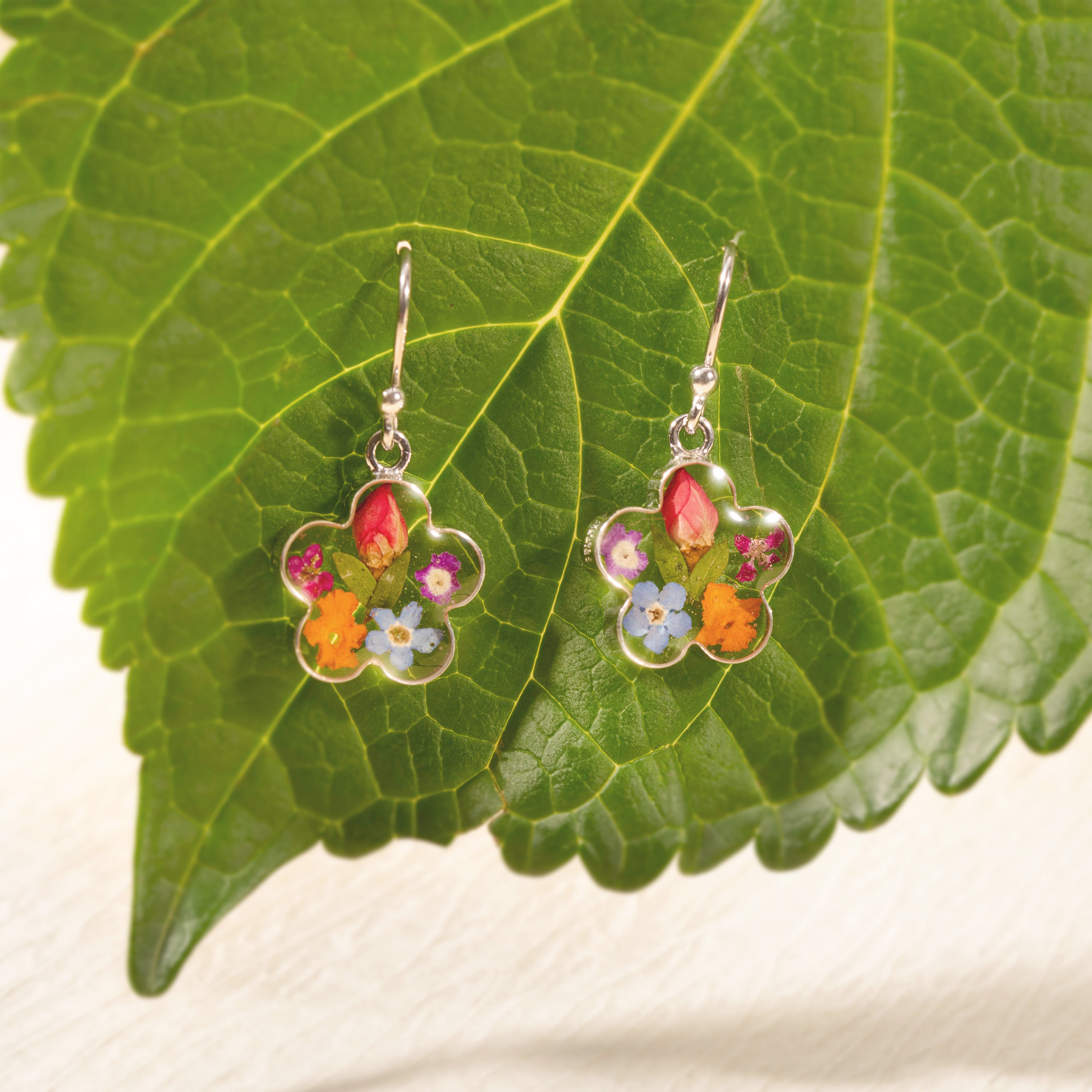 Dira Earrings with Multi Colored Flowers