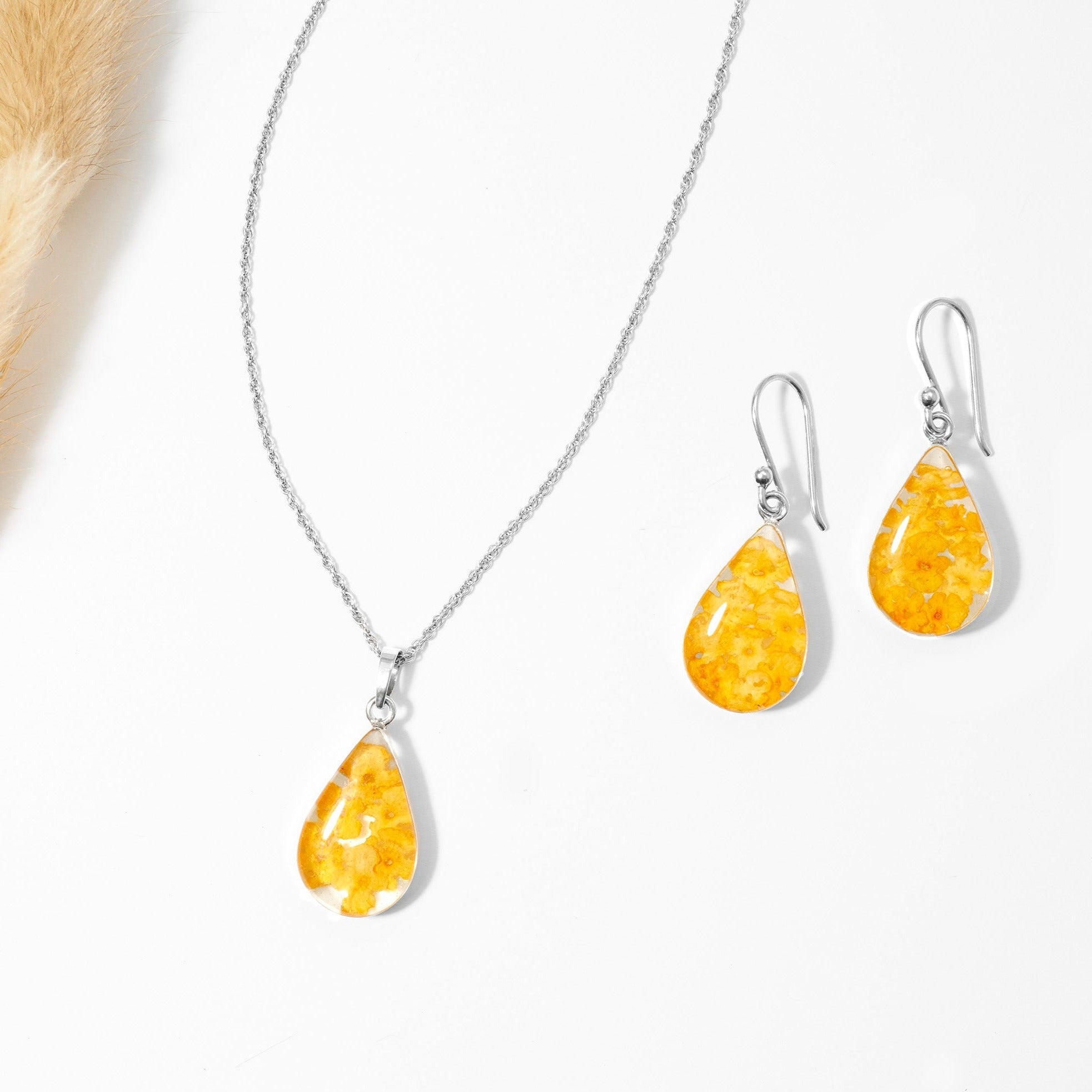 Eternal Bloom Teardrop Earrings with Yellow Flowers