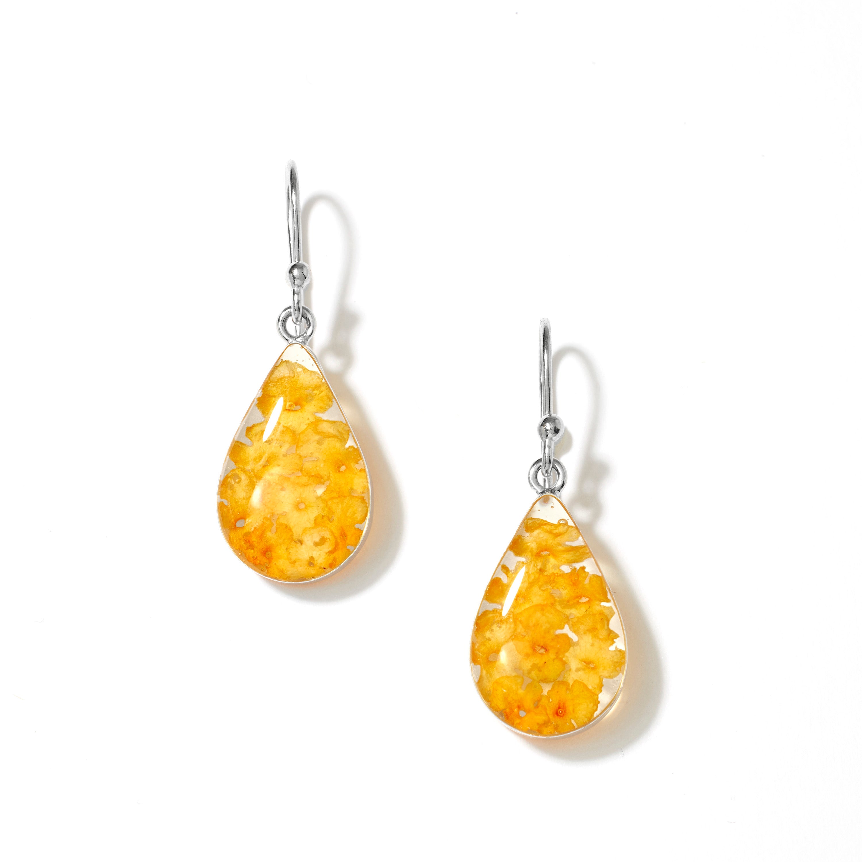 Eternal Bloom Teardrop Earrings with Yellow Flowers
