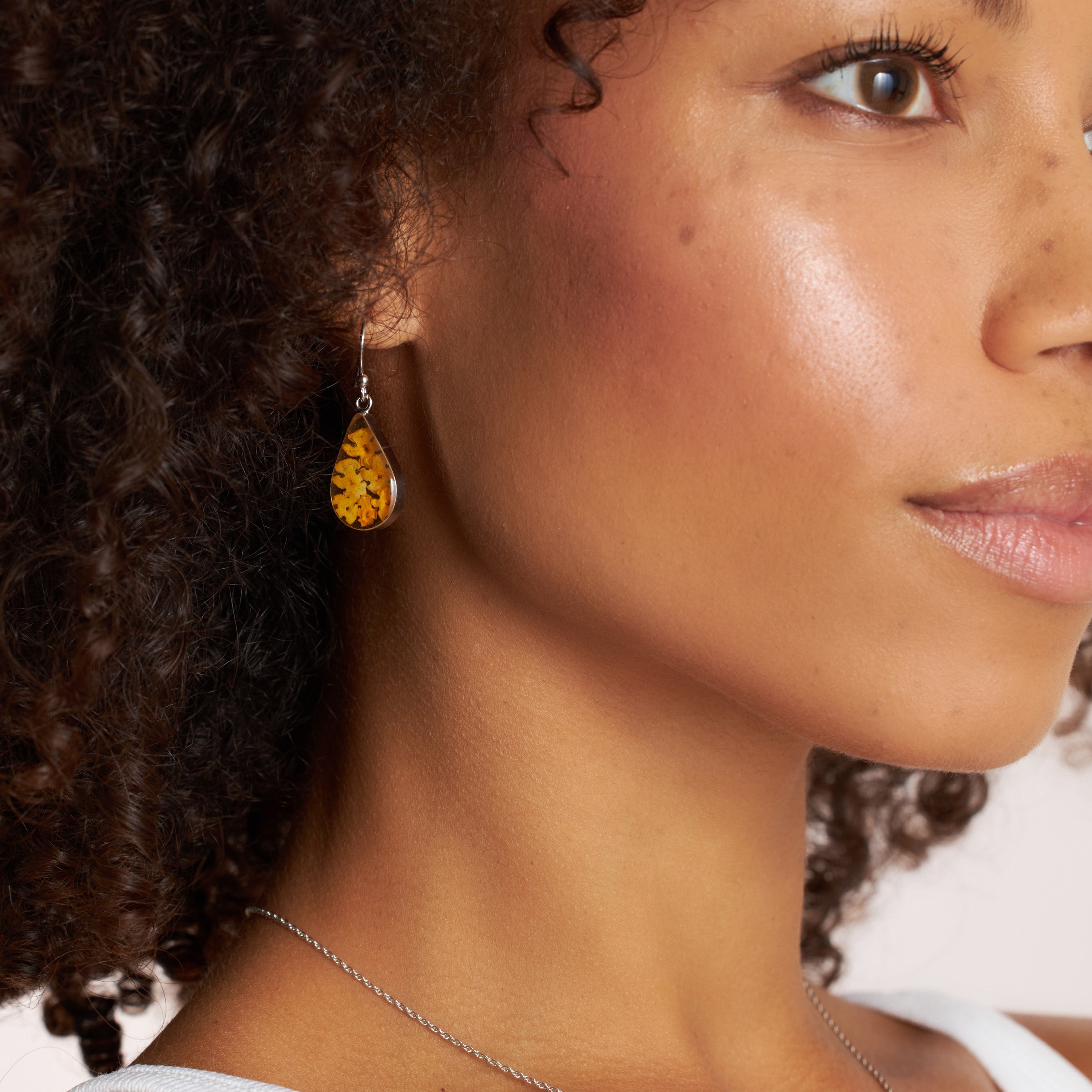 Eternal Bloom Teardrop Earrings with Yellow Flowers