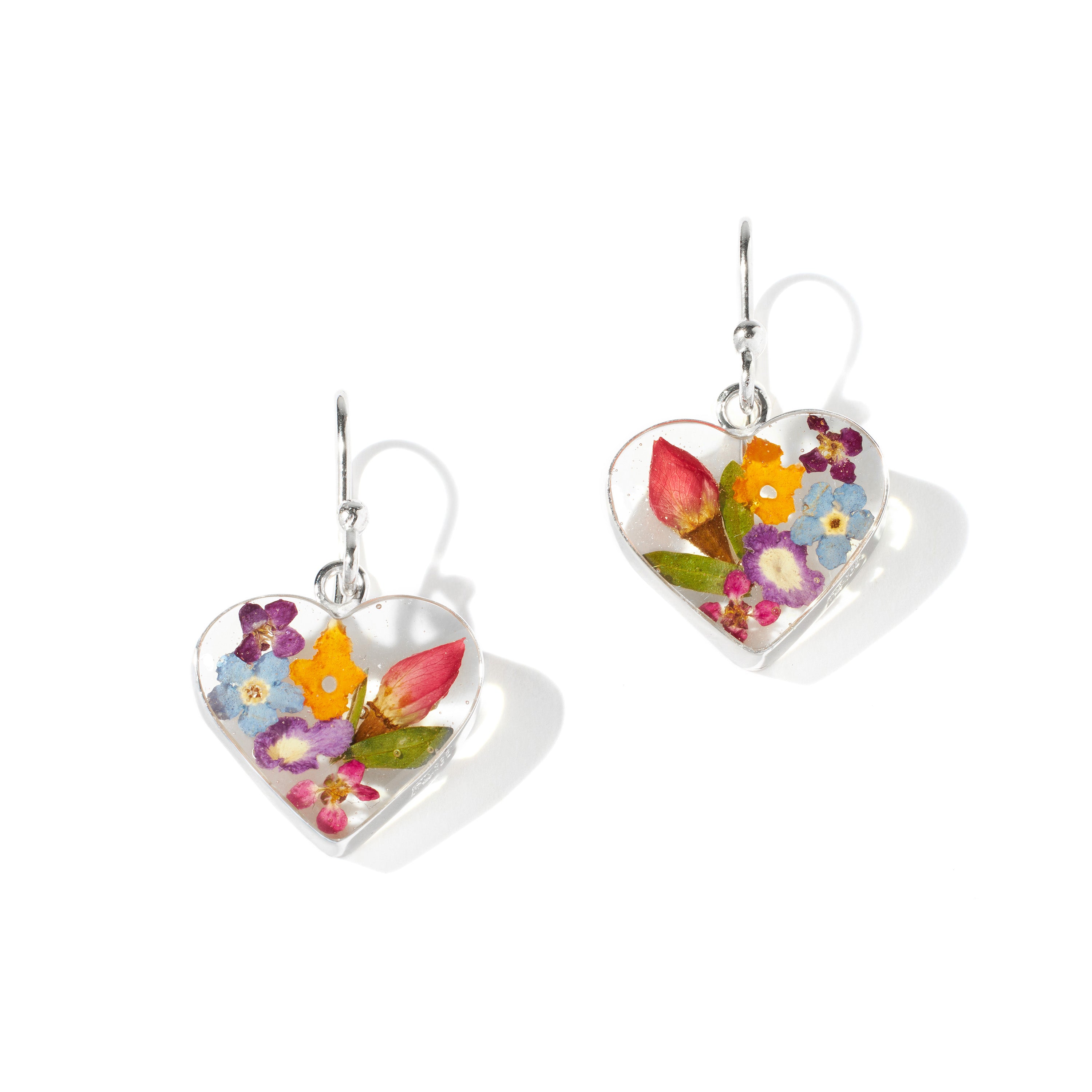 Alma Heart Earrings with Multi Colored Flowers