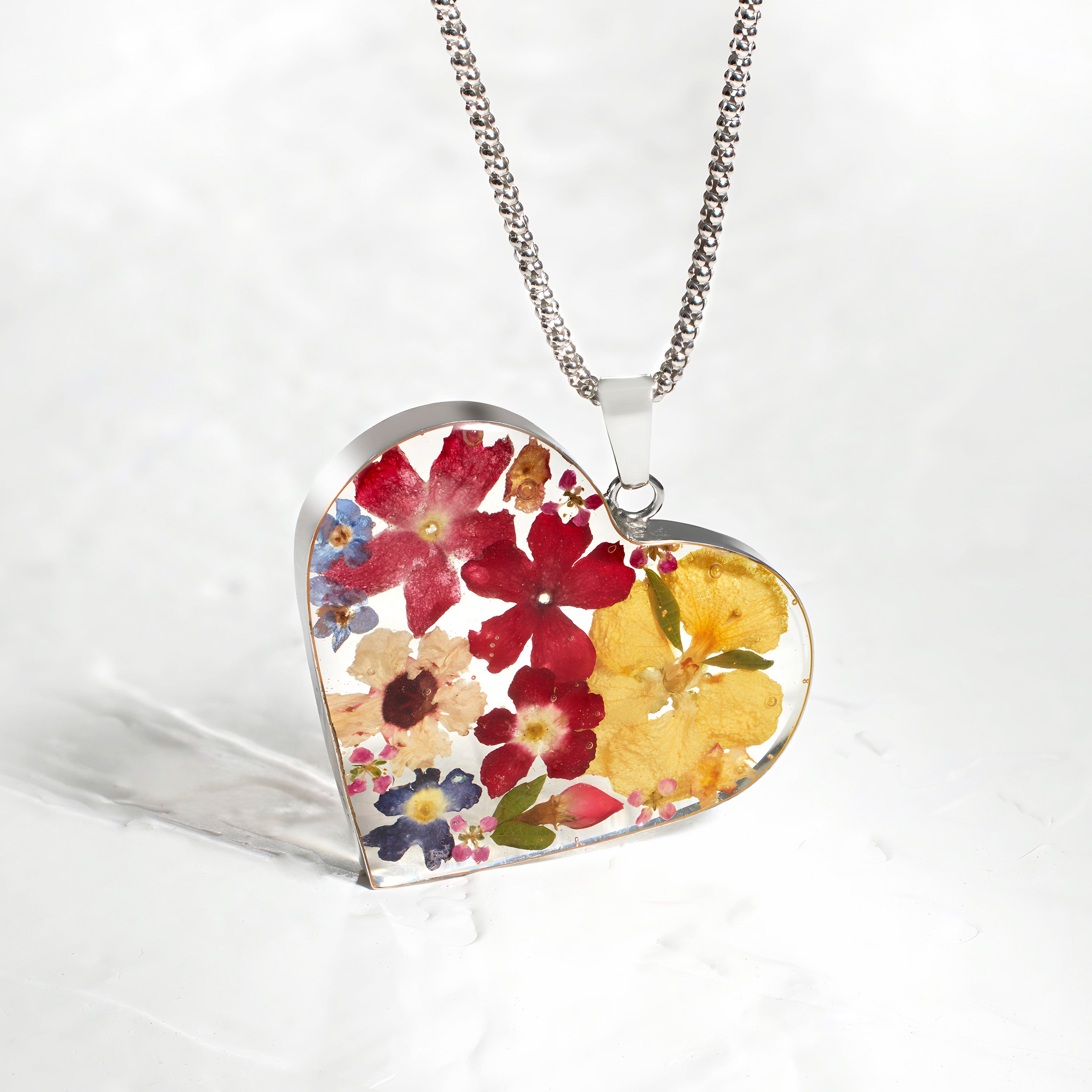 Cremation Jewelry - Wine Heart Flower Pendant