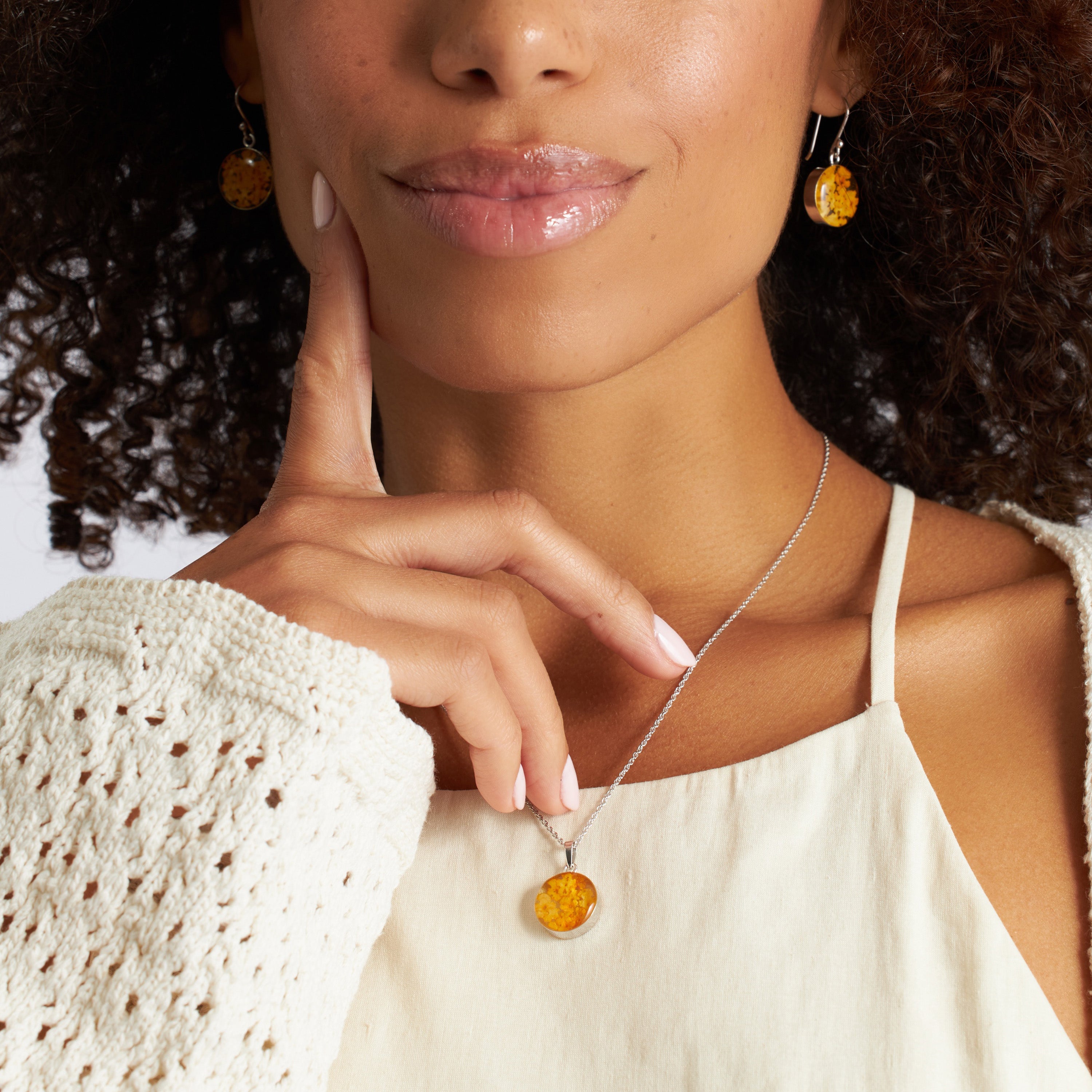 Halo Drop Earrings with Yellow Flowers